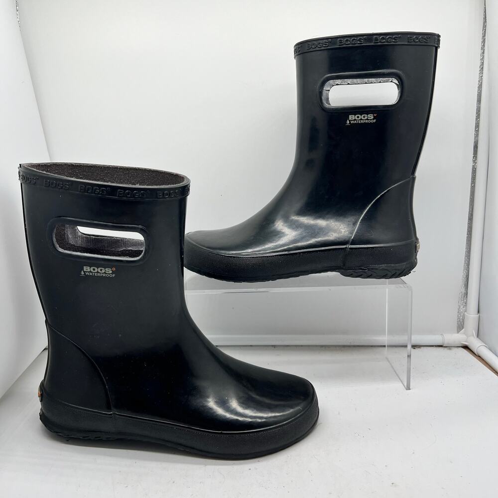 Bogs Boots Kids Youth 5 Skipper Rain Rubber Pull On Black